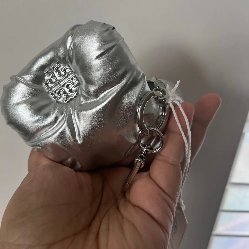 TORY BURCH• Silver Puffy Card Holder/airpod holder - Picture 6 of 11